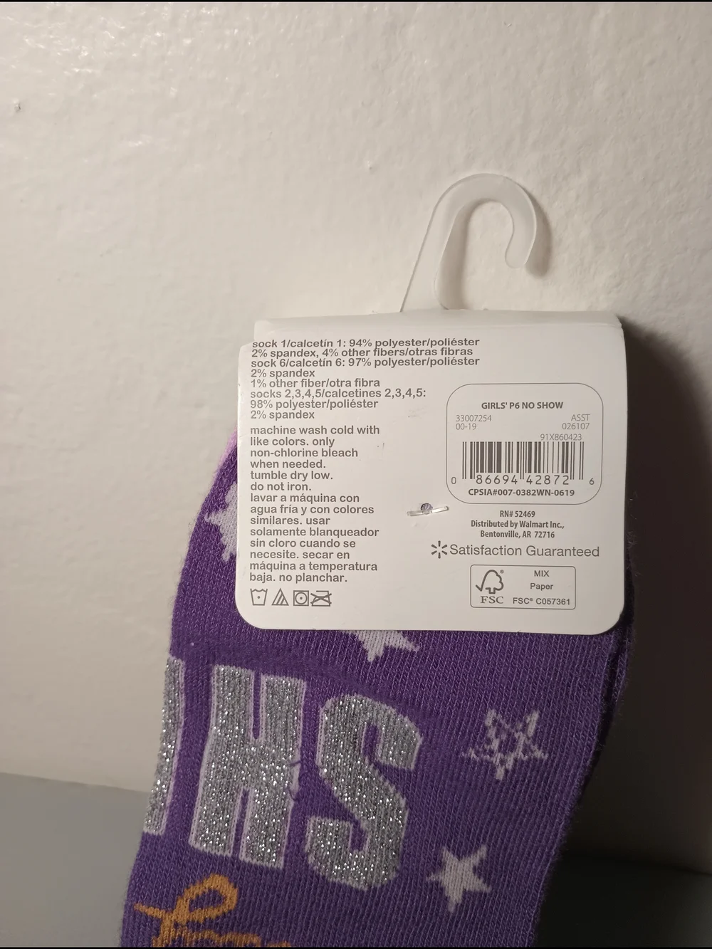 Wonder Nation Girls' No Show Socks